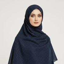 Golden Foil Stripes Georgette