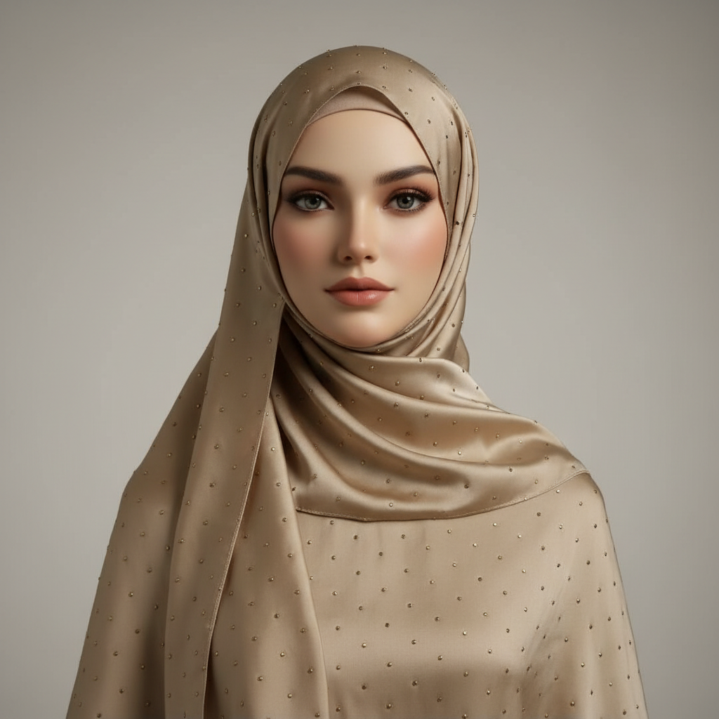 Beige Gold stone Luxilk Hijab
