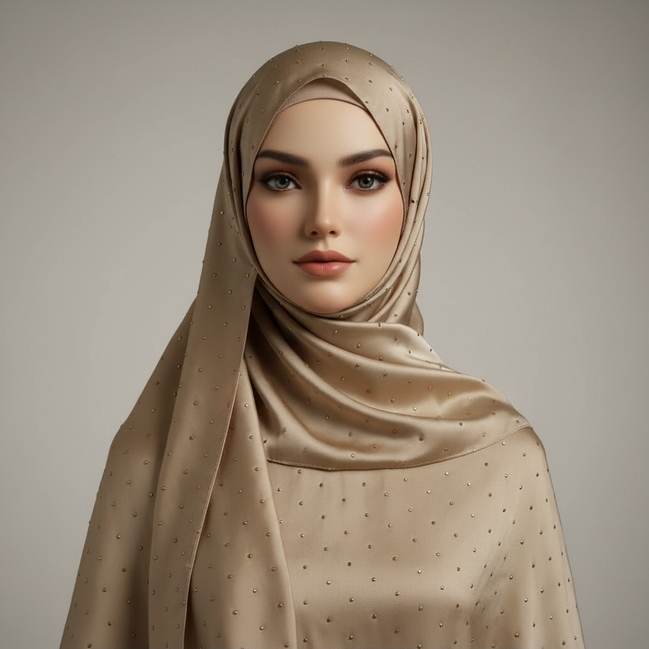 Beige Gold stone Luxilk Hijab