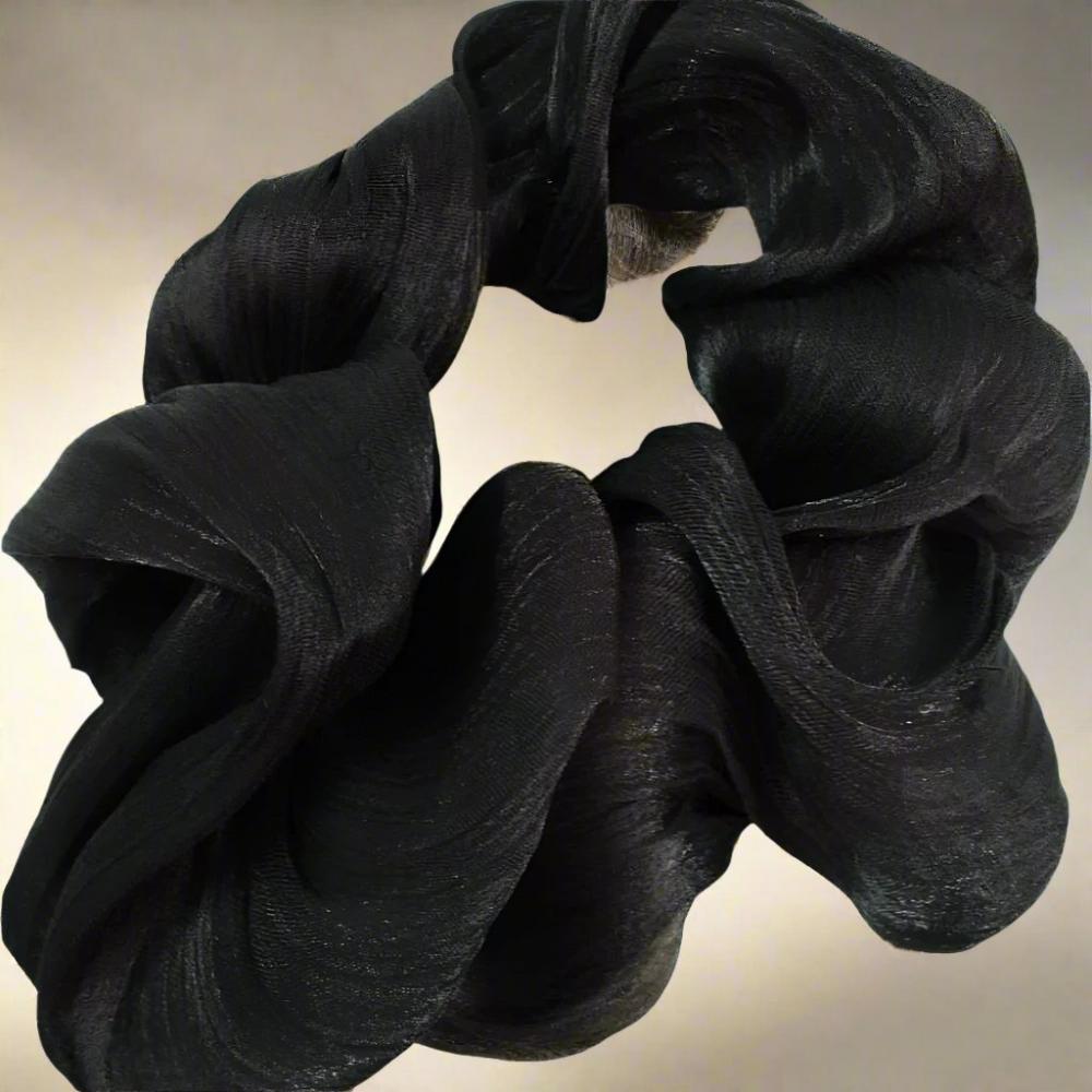 Black Crinkle  Organza  Scrunchies