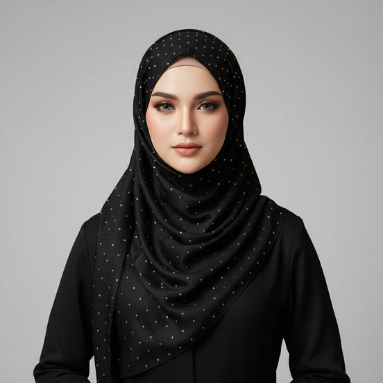 Black Gold Stone Luxilk Hijab