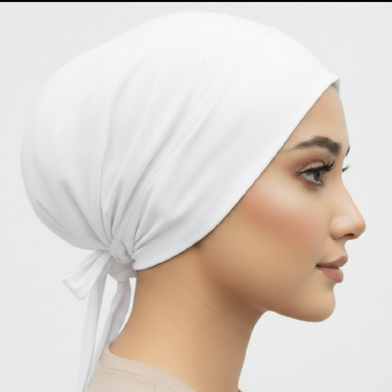 White Full Coverage Tie Back (Cap)