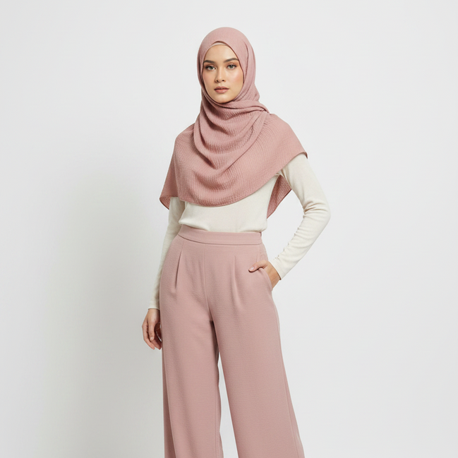 Crimps Hijab - Dust pink