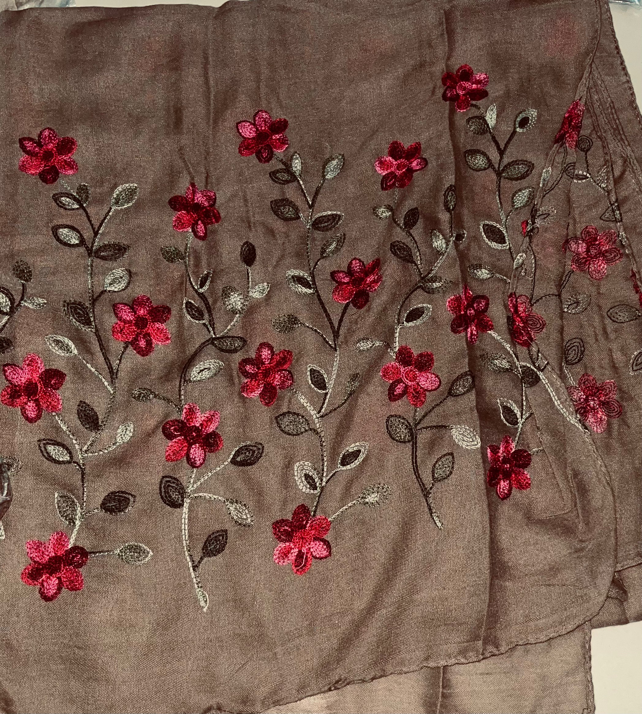 Sand brown Embroidery Lawn hijab