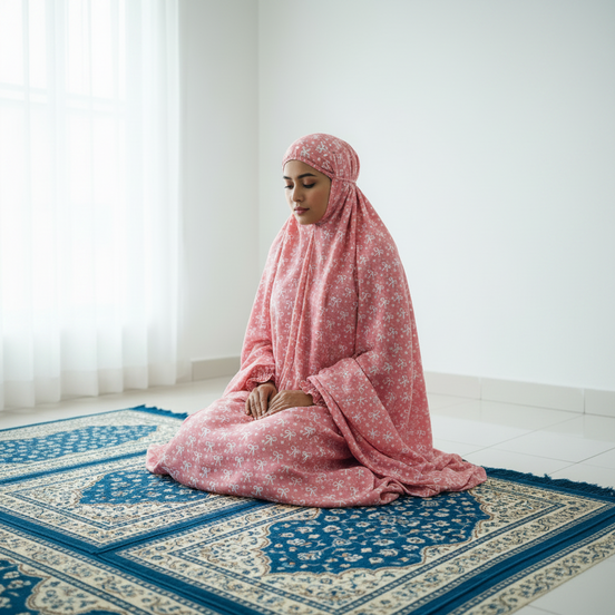 Pink  Namaz Chaddar (with sleeves)