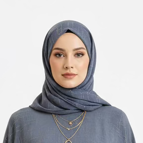 Steel blue Crosshatch Georgette