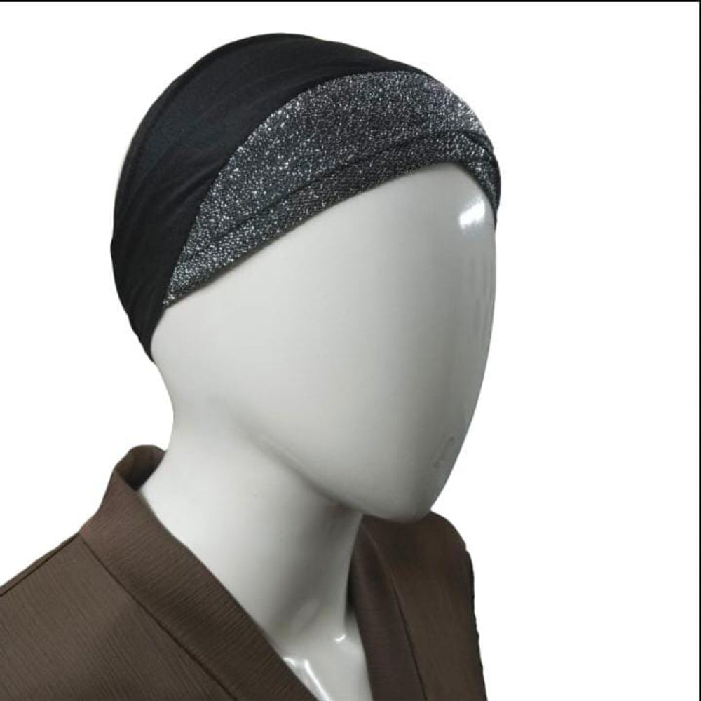 black Shimmer Veil Cap