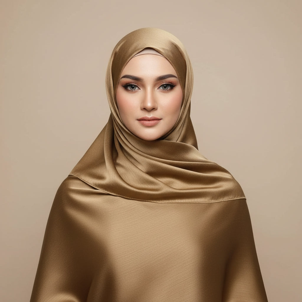 Golden Brown Plain Satin Silk