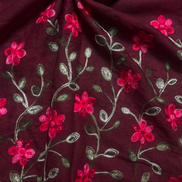 Maroon Embroidery Lawn hijab