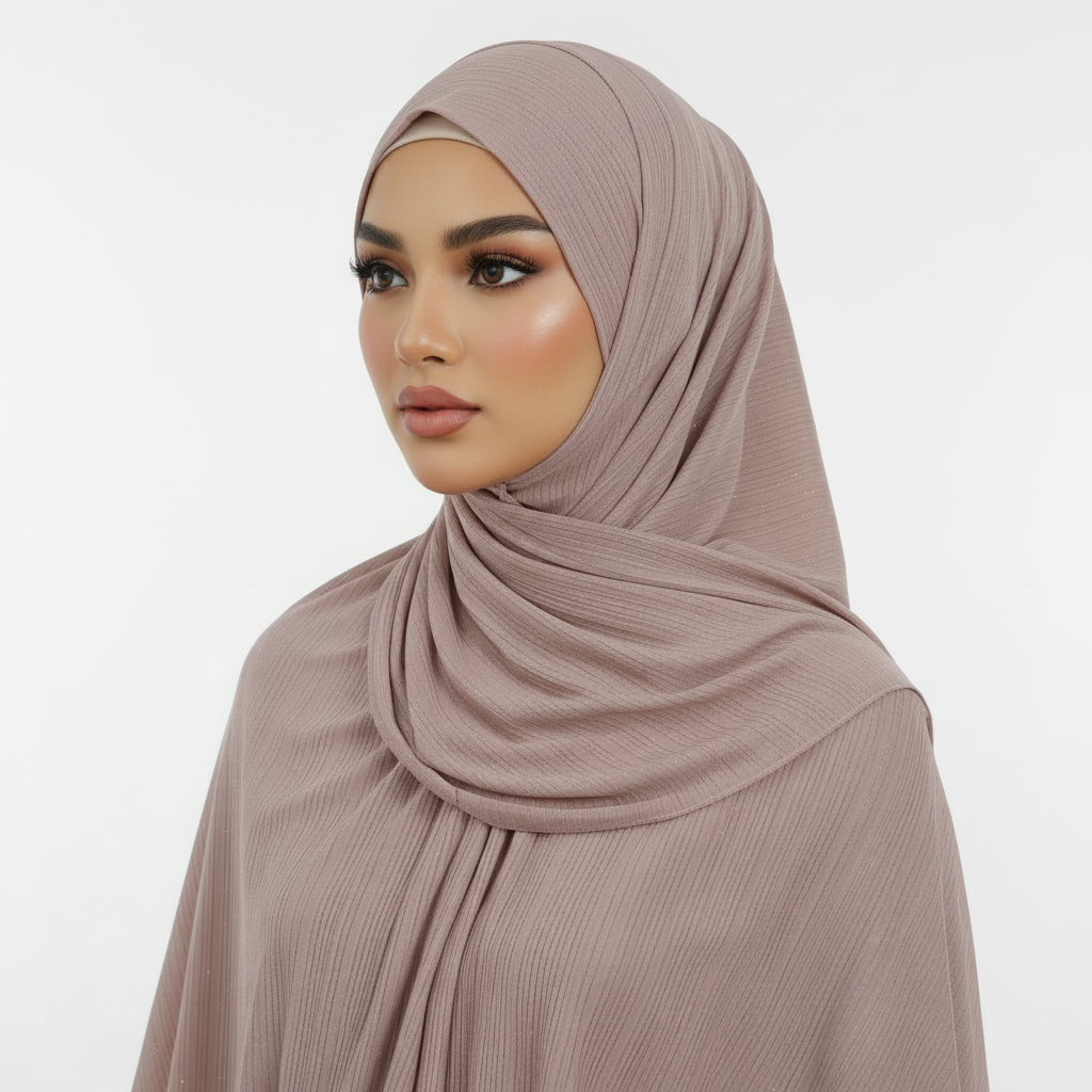 Beige Ribbed Jersey Hijab