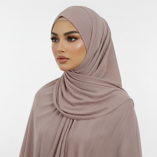 Beige Ribbed Jersey Hijab