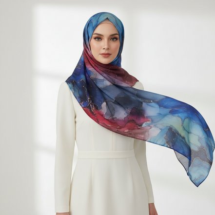Blue Modal Printed Lawn