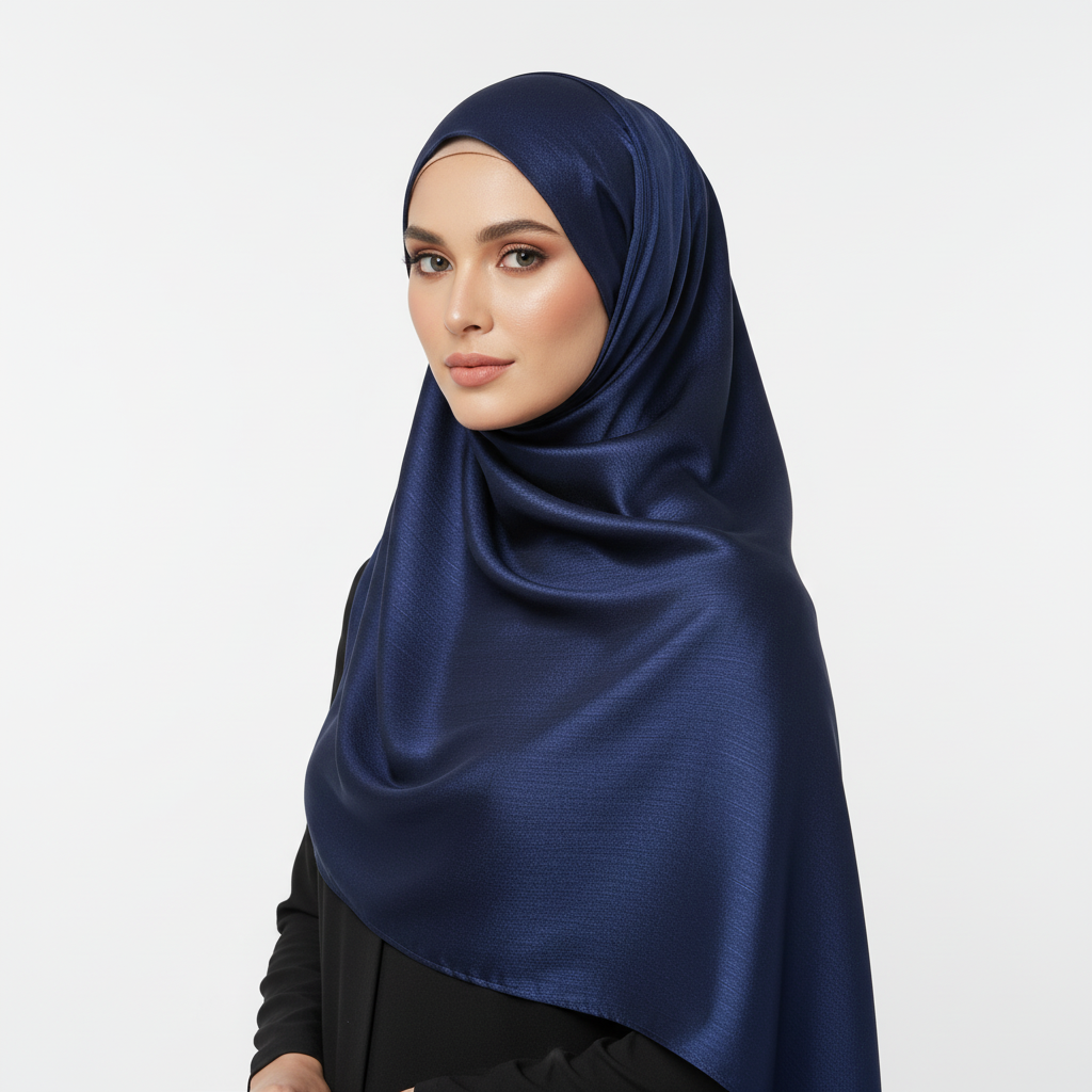 Navy Blue Crinkle Chiffon Hijab