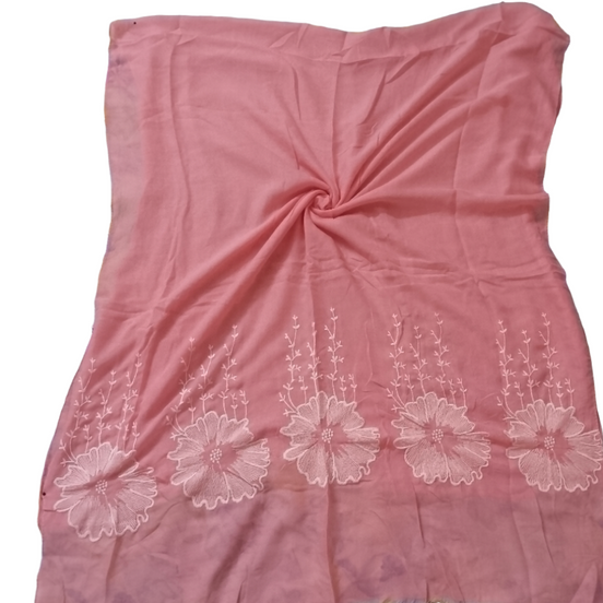 Salmon pink  Embroidery Lawn hijab