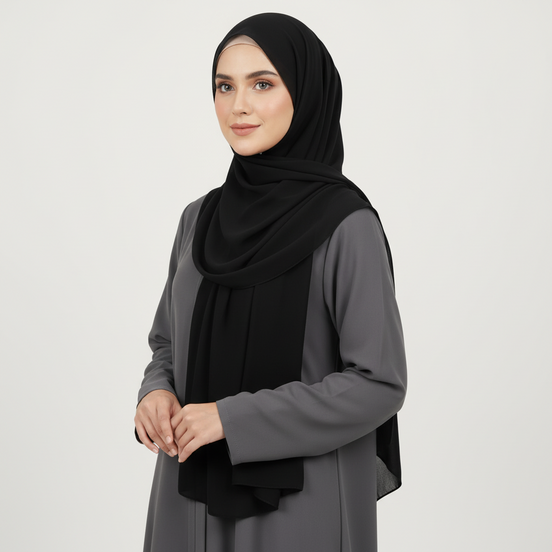 Jet Black Georgette Chiffon