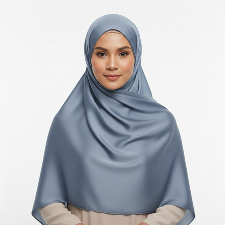 Gray  Plain Satin Silk