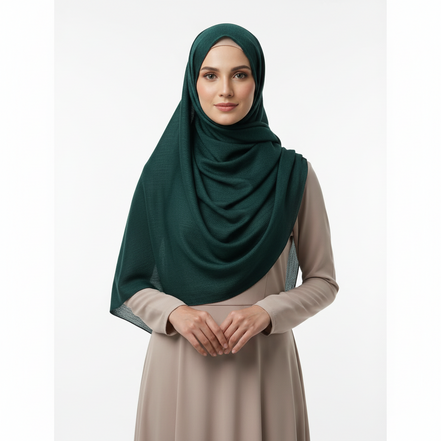 Bottle Green Crinkle Chiffon Hijab