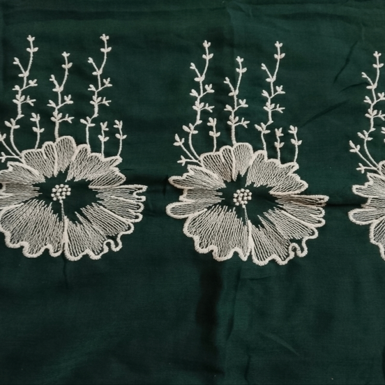 Bottle green Embroidery Lawn hijab