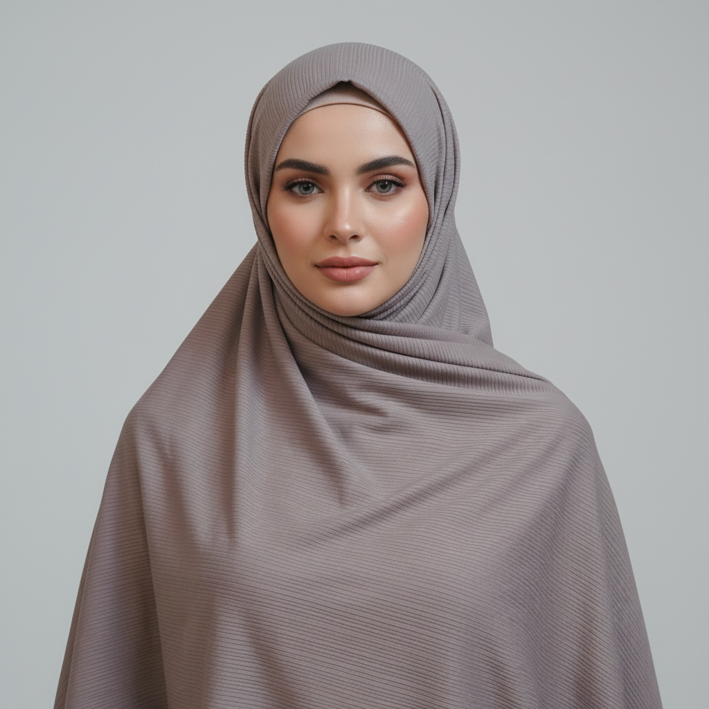 Grey  Ribbed Jersey Hijab