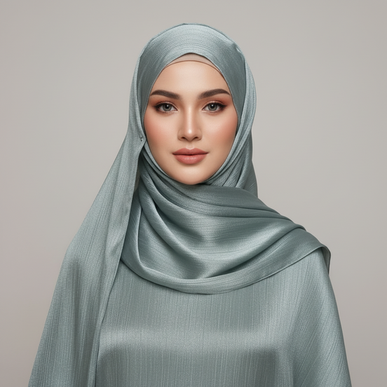 Slate  green  Crinkle Chiffon Hijab