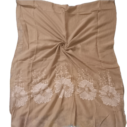 Beige Embroidery Lawn hijab