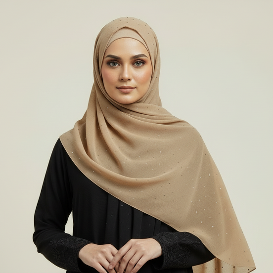 Copper Silver Stone Luxilk Hijab