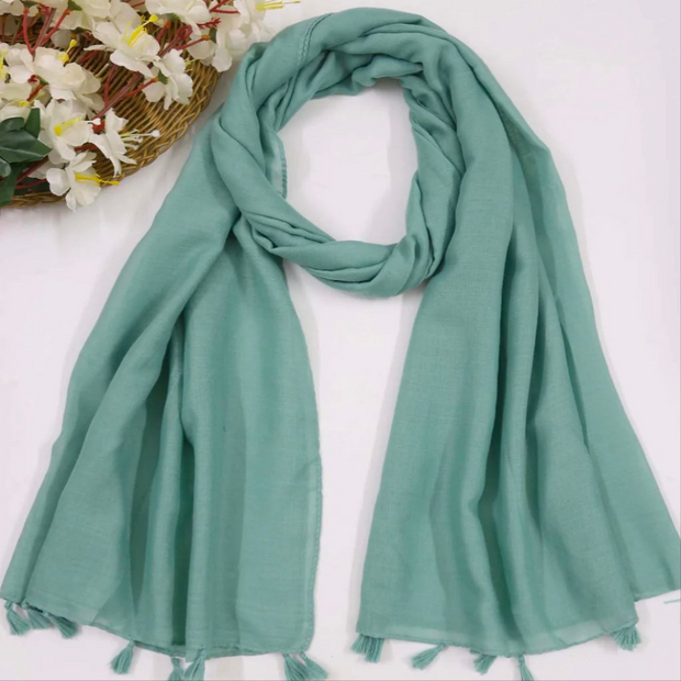 Sage Tassels Lawn Hijab