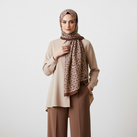 Saddle brown Viscose cotton Hijab