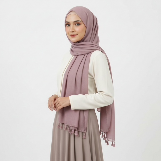 Lavender Tassels Lawn Hijab