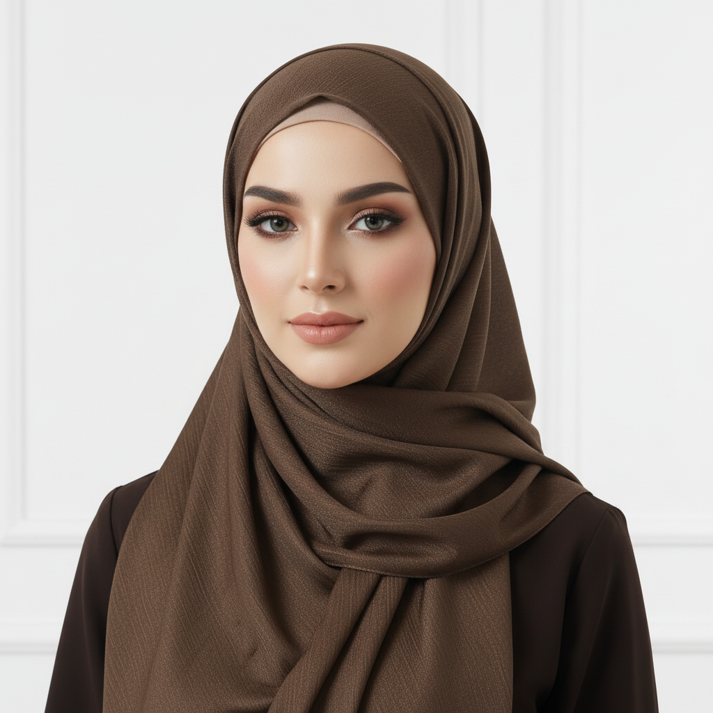 Van Dyke Brown Crinkle Chiffon Hijab