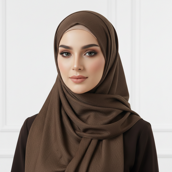 Van Dyke Brown Crinkle Chiffon Hijab