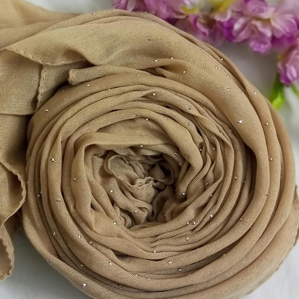 Ivory Cream Silver Stone Lawn Hijab