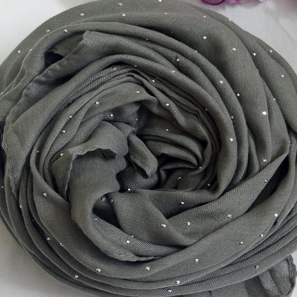 Steel Gray Silver Stone Lawn Hijab