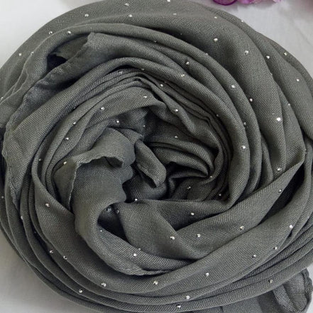 Steel Gray Silver Stone Lawn Hijab