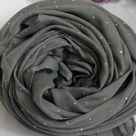 Steel Gray Silver Stone Lawn Hijab