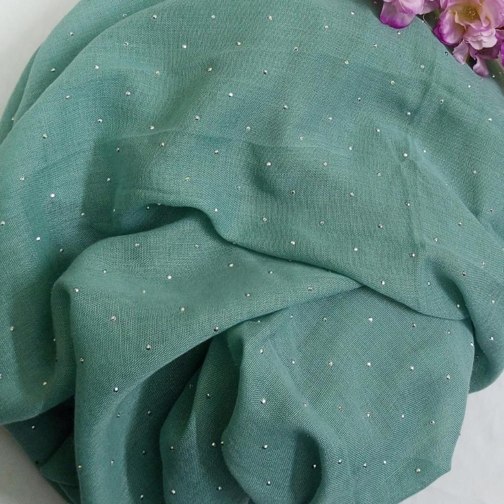 Restful Green Silver Stone Lawn Hijab