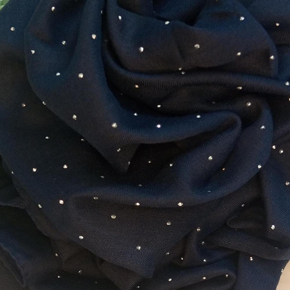 Mid Night Blue Silver Stone Lawn Hijab
