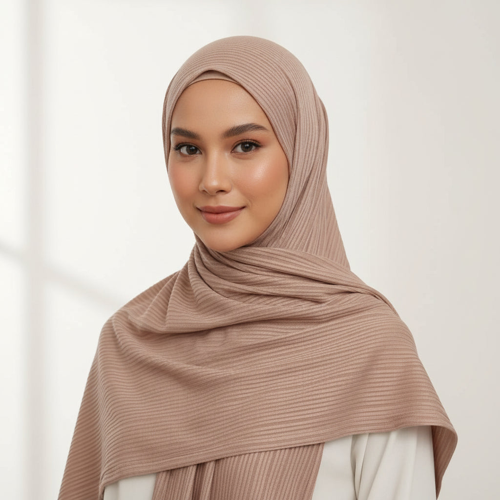 Light brown Ribbed Jersey Hijab