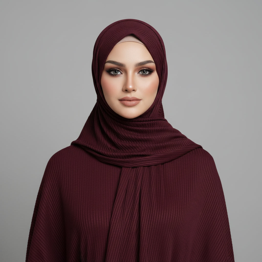 Maroon Ribbed Jersey Hijab
