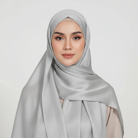 Silver Grey Crinkle Chiffon Hijab
