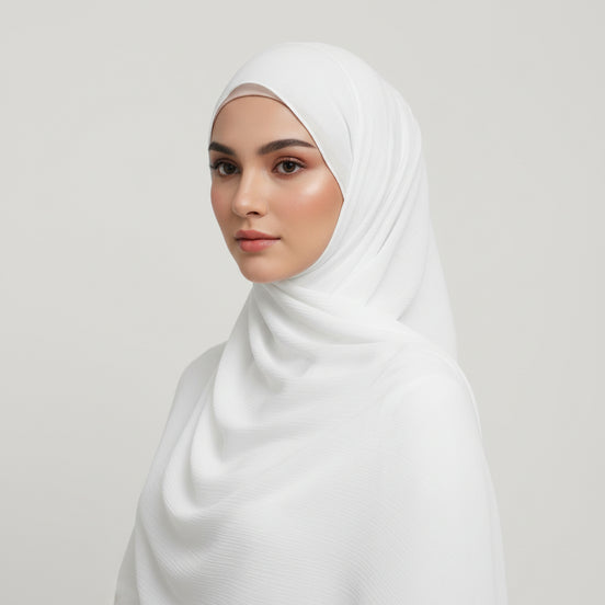 White Textured Chiffon