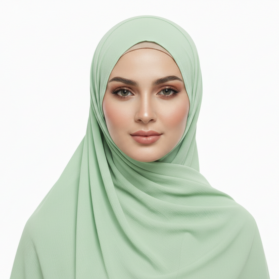 Apple Green Textured Chiffon