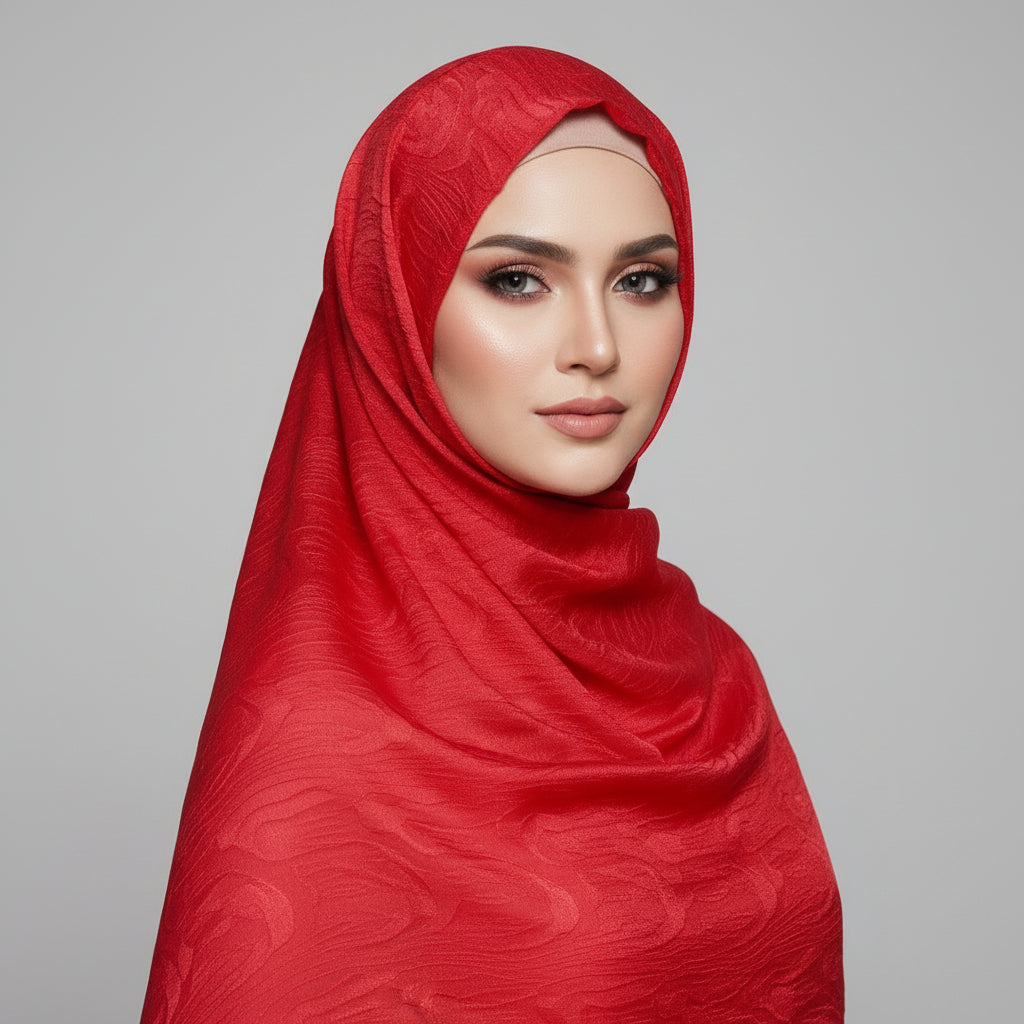 RedCrinkle Chiffon Hijab