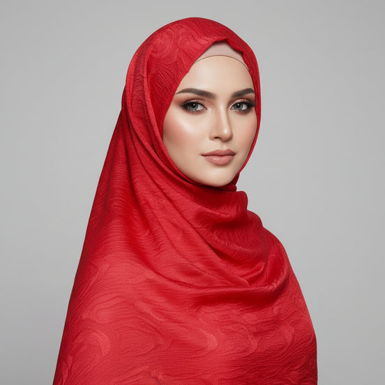 RedCrinkle Chiffon Hijab