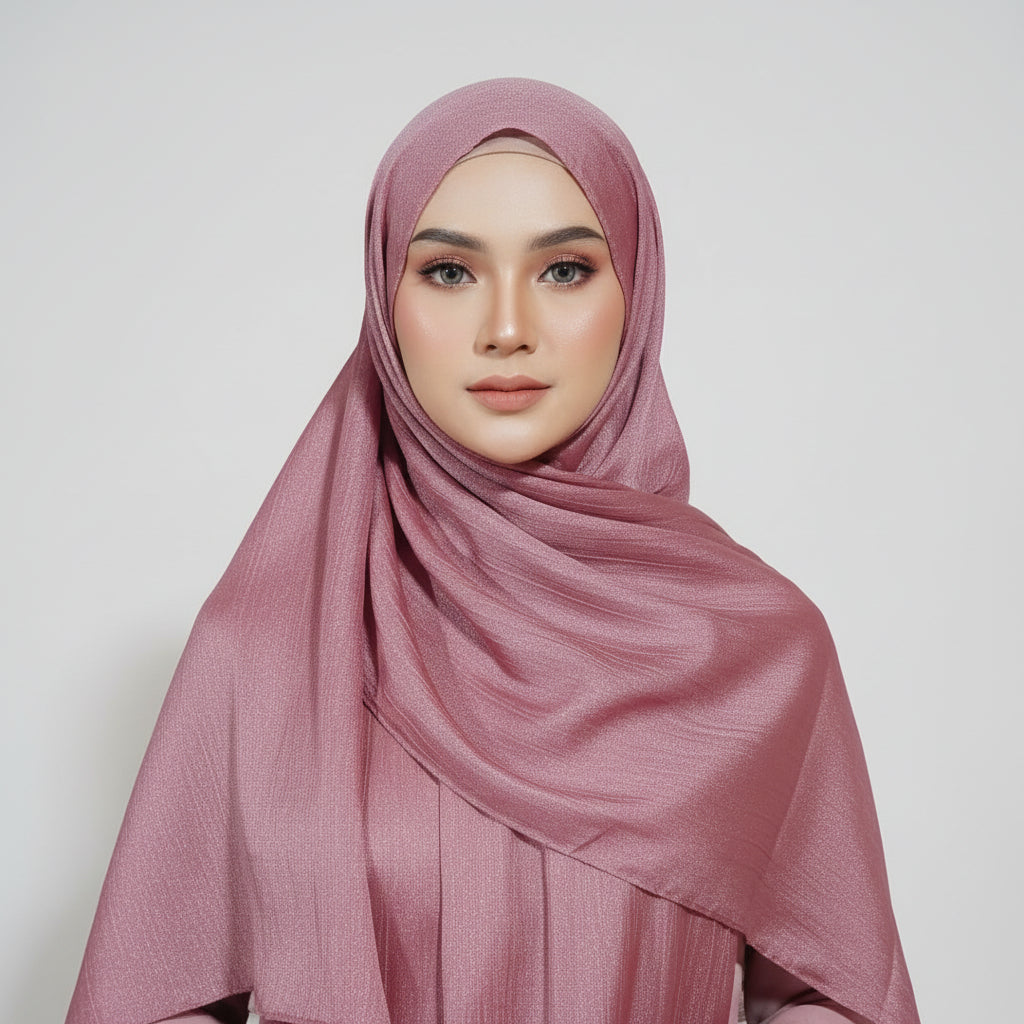 Rose Pink Crinkle Chiffon Hijab