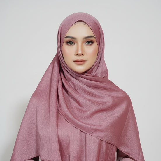 Rose Pink Crinkle Chiffon Hijab