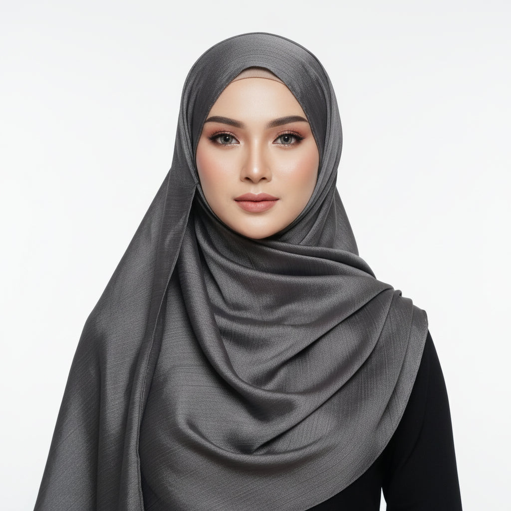Gray Crinkle Chiffon Hijab
