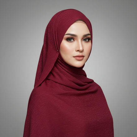 Maroon Metalic Chiffon