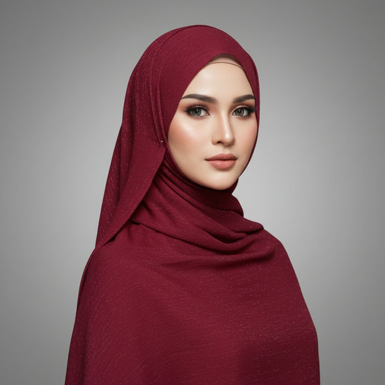 Maroon Metalic Chiffon