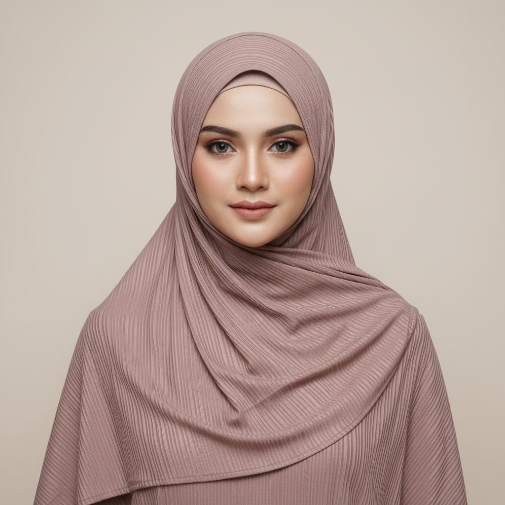 Rose Gold Ribbed Jersey Hijab